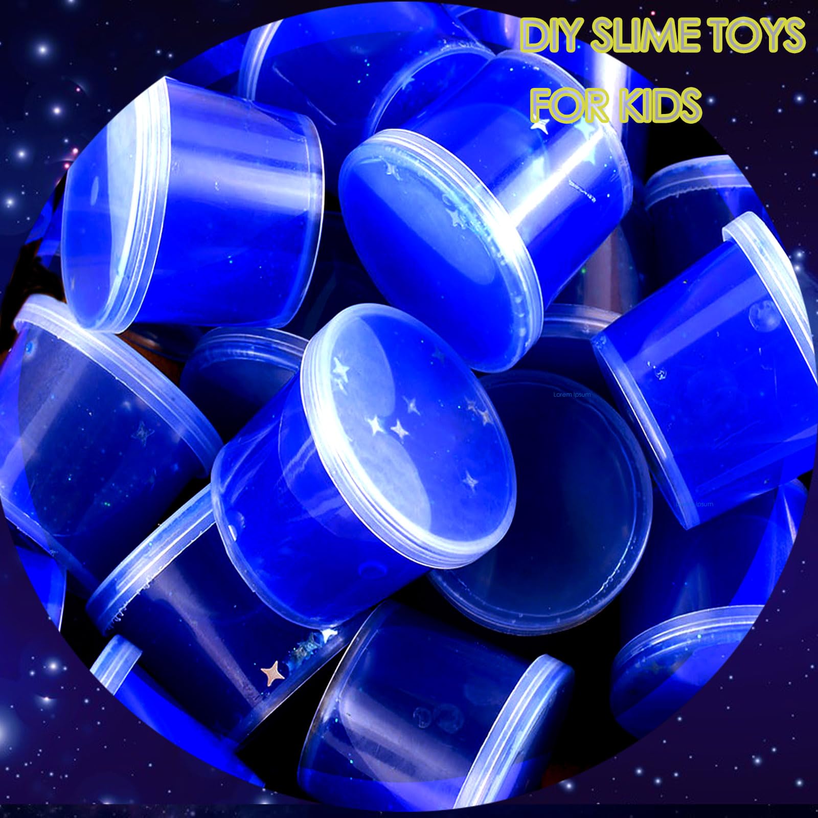 24 Pack Blue Galaxy Star Slime,Party Favor for Kids Girls & Boys,Non Sticky, Stress & Anxiety Relief, Wet, Super Soft Sludge Toy, Easter Egg Filling Stuffers