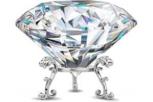 ADWIKOSO Large Crystal Diamond Paperweight with Stand Jewels Wedding Decorations Centerpieces Home Decor 3.93 inch (Clear 100mm)