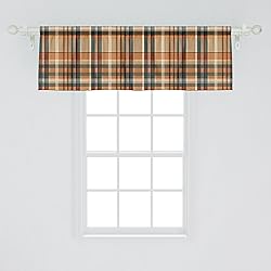 Ambesonne Autumn Plaid Window Valance, Fall Harvest