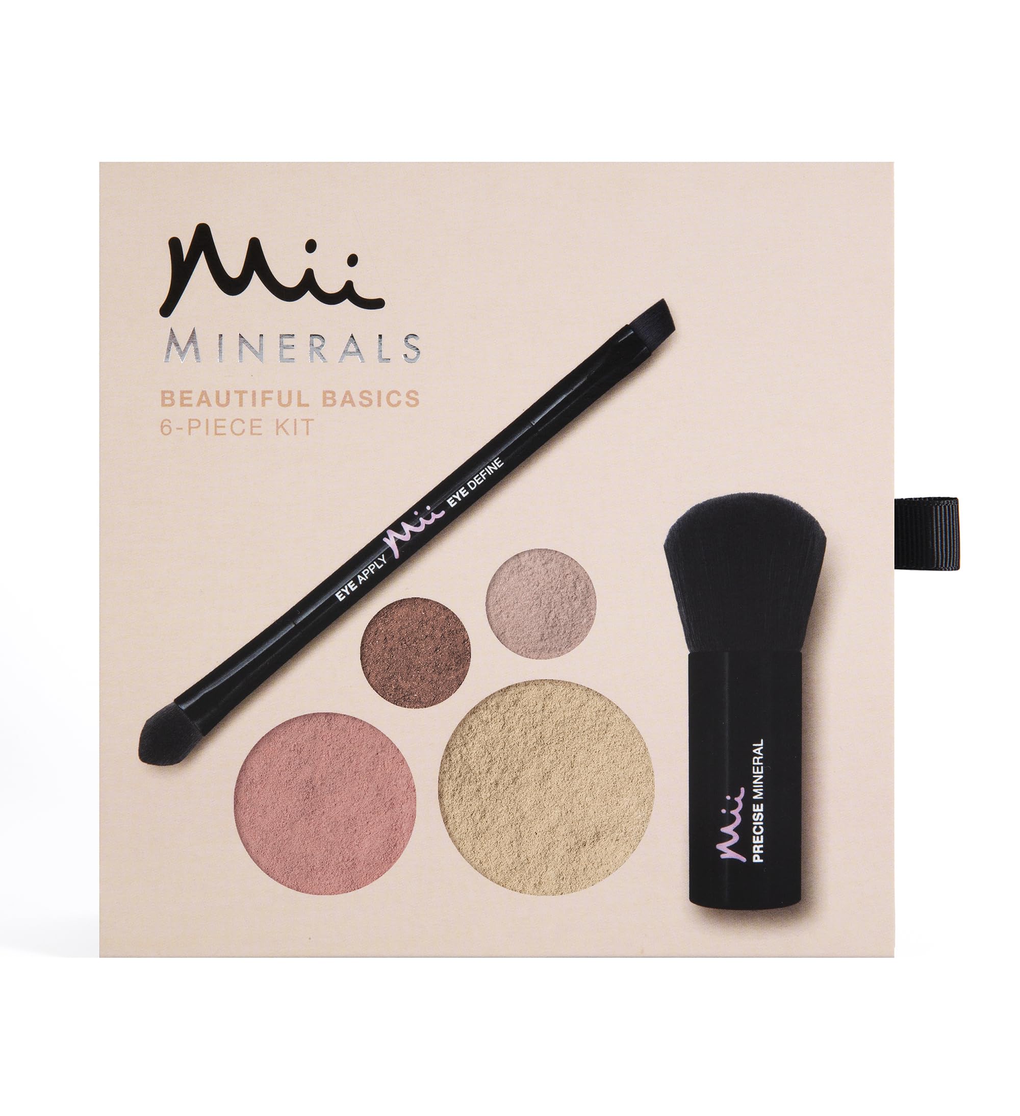 Mii Cosmetics 100% Mineral Beautiful Basics Foundation, Eyeshadow, Blush & Brush Set | Highly Pigmented Colour| Suitable for All Skin Types | Great for Sensitive Skin | Precious Sand 05