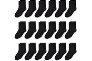 Boys Girls Crew Socks 18 Pairs Mid Cut Socks for Toddler Kids Children(1-14 Years) Athletic Casual School Socks