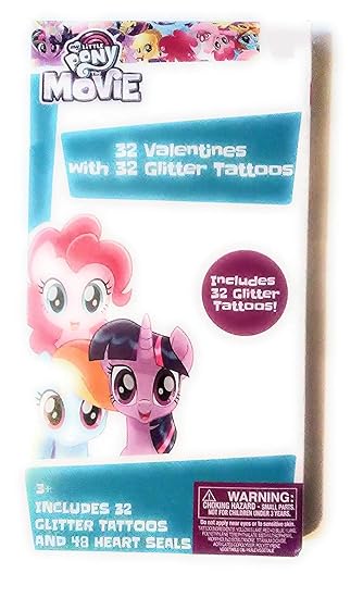 Little Pony Movie 32 Valentines Wth 32 Glitter Tattoos For Kids Amazon In Office Products