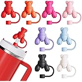 8 Pcs Straw Toppers Compatible with Stanley Straw Cover, 9-10 mm Silicone Reusable Silicone Cover Cap Tips Lids Compatible with Stanley Cup Accessories