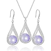 Qinpan Big Pearl Necklace and Earring Sets for Women Glod Plated Jewelry Set