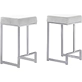 Best Master Furniture Jakob Mid-Century Modern Square Counter Stools Set of 2, Cream