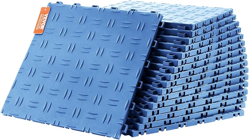 Piastrelle per garage ad incastro, Confezione da 25, Piastrelle per pavimentazione per garage in PP, 305 x 305 x 13,4 mm, garage, scantinati, officine di riparazione, Blu