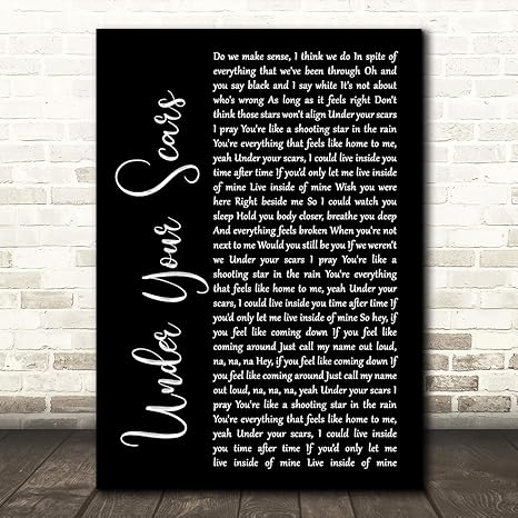 Amazon Com Under Your Scars Black Script Song Lyric Gift