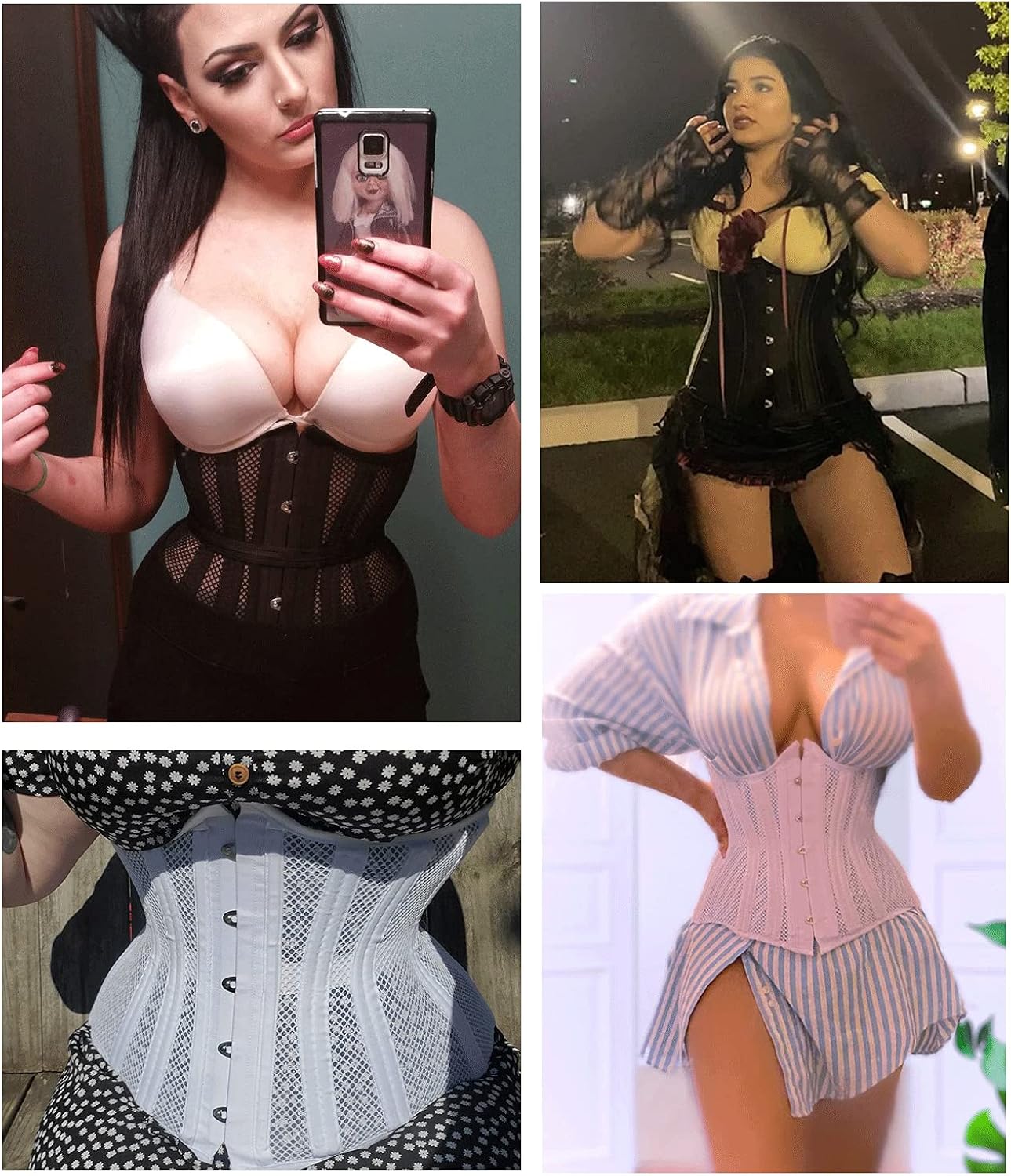 SHAPERX Women 24 Double Steel-Boned Longline Heavy Duty Waist Training Corsets Shaper at  Women’s Clothing store