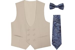SZZMMER Boys Vest Double Breasted Suit Vest for Boy Formal Casual Western Wedding Waistcoat and Tie