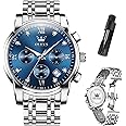 OLEVS Men's Luxury Watch Waterproof Luminous Easy Read Chronograph Watches Full Gold/White Dail/Black Face with Calendar Wristwatch
