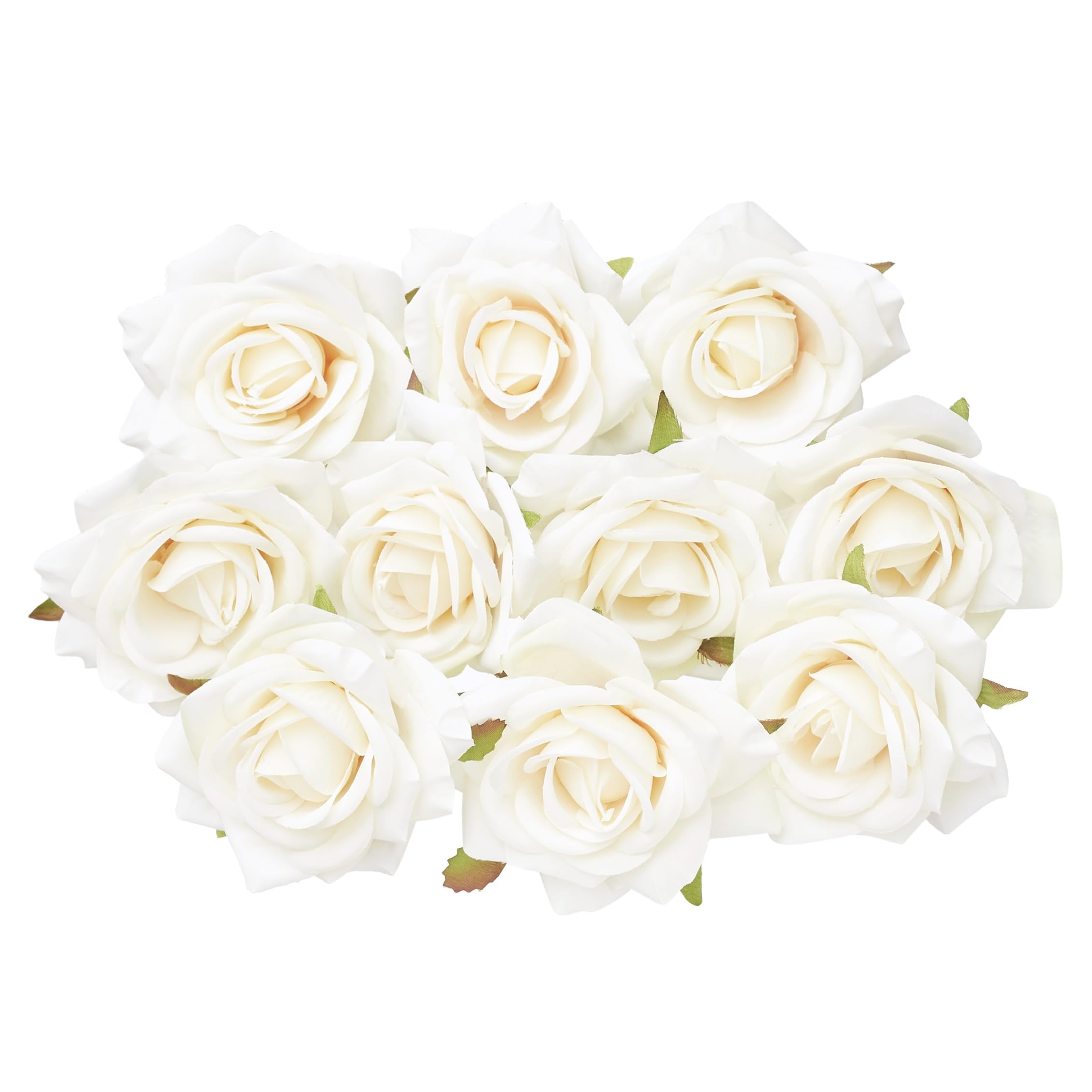 The Baked Studio - 10 Pieces Artificial Flower Silk Rose Head Realistic Flowers for DIY Wreath Craft Cake Living Room Home Wedding Accessories and Decoration (Cream)