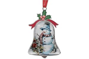 Gixpop Christmas Ornaments Bell Ornaments for Christmas Tree Ornaments Pendant Decorative Metal Glass Xmas Ornamentses Home Holidays Party Decor Snowman in Holidays