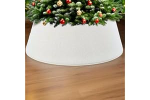 White Velvet Christmas Tree Collar - Foldable Ring Christmas Tree Skirt for Artificial Trees Base Stand Cover, Christmas Tree