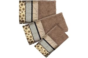 Zahari Home Safari Stripes Animal Bathroom Towel Set 3 Piece Towel Bath Towel, Hand Towel and Wash Towel Leopard Cheetah Beautiful Towels Unique Design Zebra Tiger Southwest Bath Towel Sets