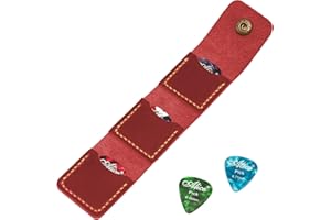 Turbosnail Leather Guitar Pick Holder, Guitar Pick Case, Leather Pick Bag, Gift for Guitarist, Guitar Pick Sleeve (Red)