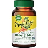 MegaFood Baby & Me 2 Prenatal Vitamin and Minerals - Vitamins for Women - with Folate (Folic Acid Natural Form), Choline, Iron, Iodine, and Vitamin C, Vitamin D and more - 60 Tabs (30 Servings)