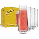 JoyJolt Sidney 9 oz Stemless Champagne Flutes Set of 4 | Modern Champagne Glasses for Prosecco, Rose, Sparkling Wine, Mimosa, Wedding Registry/Hosting Gifts | Premium Crystal Made in Europe