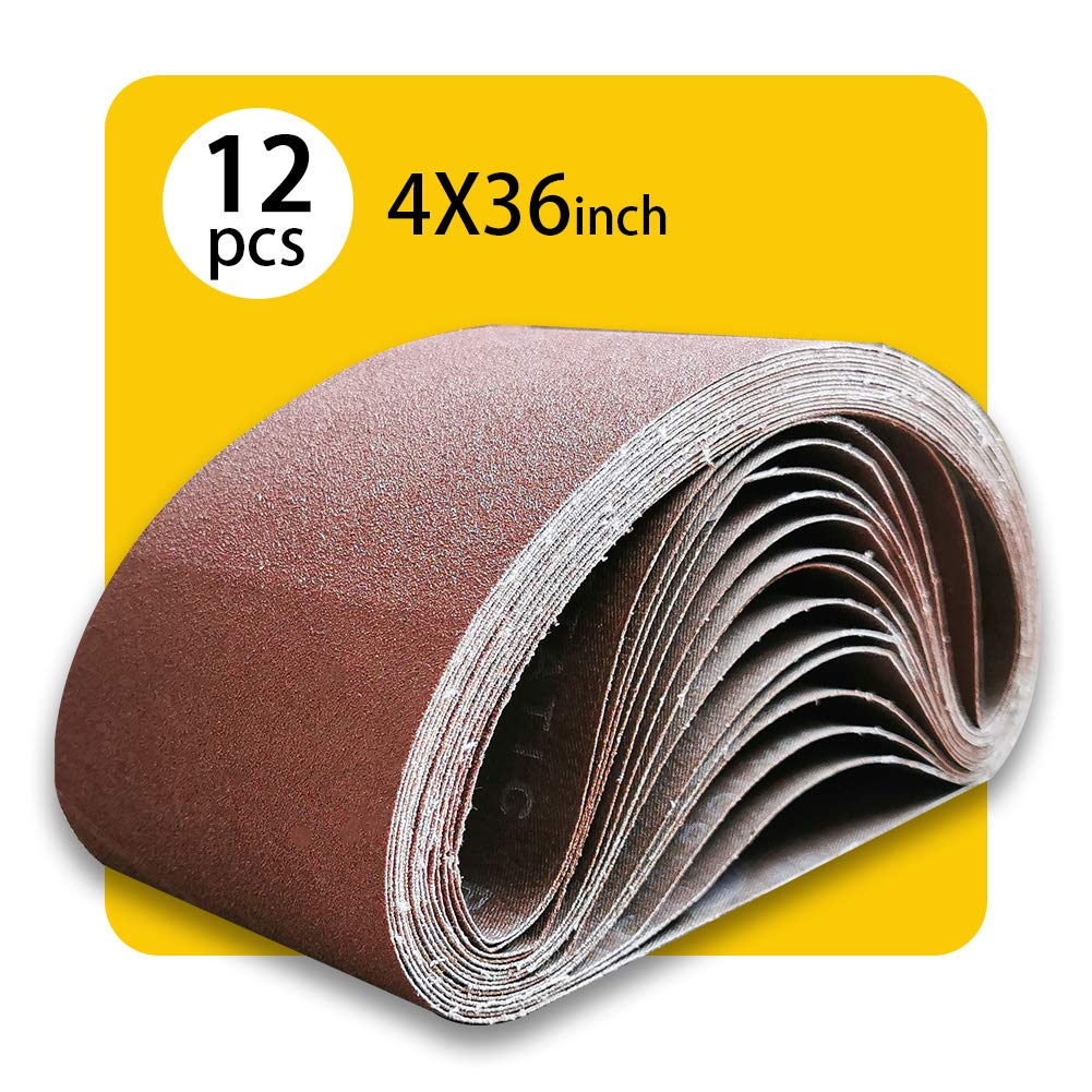 100 x 915 mm Assorted Sanding Belts | Premium Aluminum Oxide Sanding Belt Assortment | Premium Sander Sandpaper – 12 Pack, 4 Each of 80/120 / 150 Grit — image 1