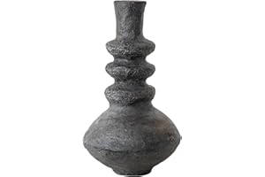 Creative Co-Op Tall Handmade Paper Mache Vase for Design, Black and Gold Accent Decor