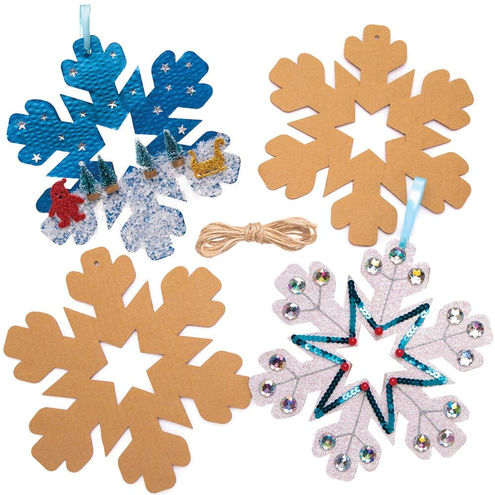 Baker Ross Snowflake Craft Wreaths Christmas Decorations (Pack of 10) - Christmas Art and Craft Wreath