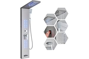 ALEN Shower Panel System,Stainless Steel Shower Panel Tower System, 5 Functions Shower Towers with Rainfall, Waterfall,Handhe