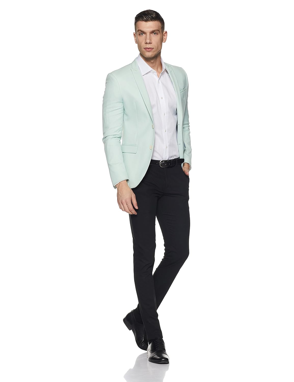 marks & spencer men's checkered slim fit formal shirt