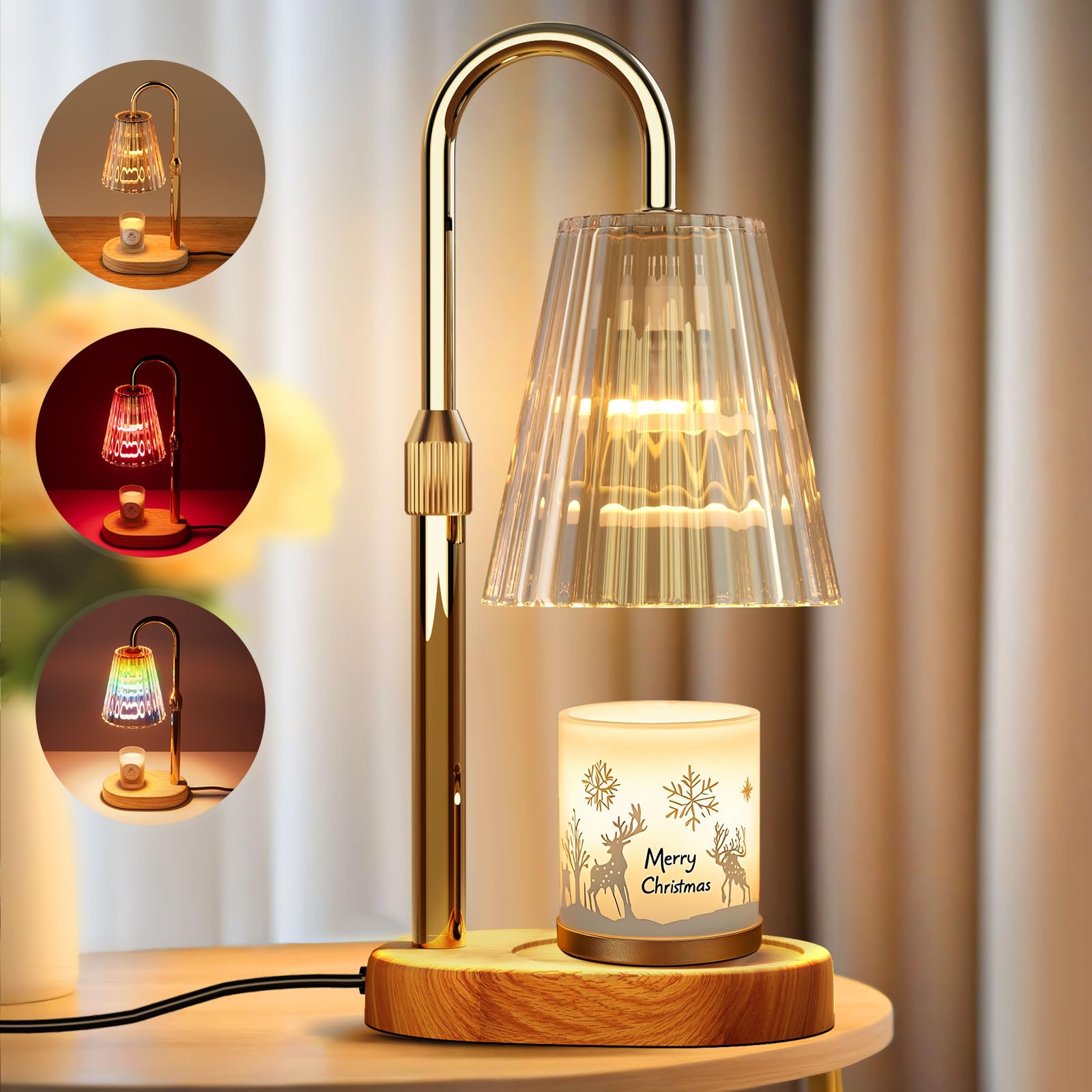 Photo 1 of Candle Warmer Lamp,Adjustable Height Candle Warmer Light,RGB Warm White Electric Candle Lamp Warmer with Timer,Dimmer,Wax Melts Warmer for Scented Jar Candles,House Warming Gifts