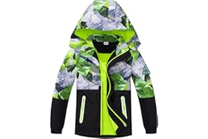 MGEOY Boys Girls Rain Jackets Lightweight Waterproof Hooded Raincoats Windbreakers for Kids 4-14Y