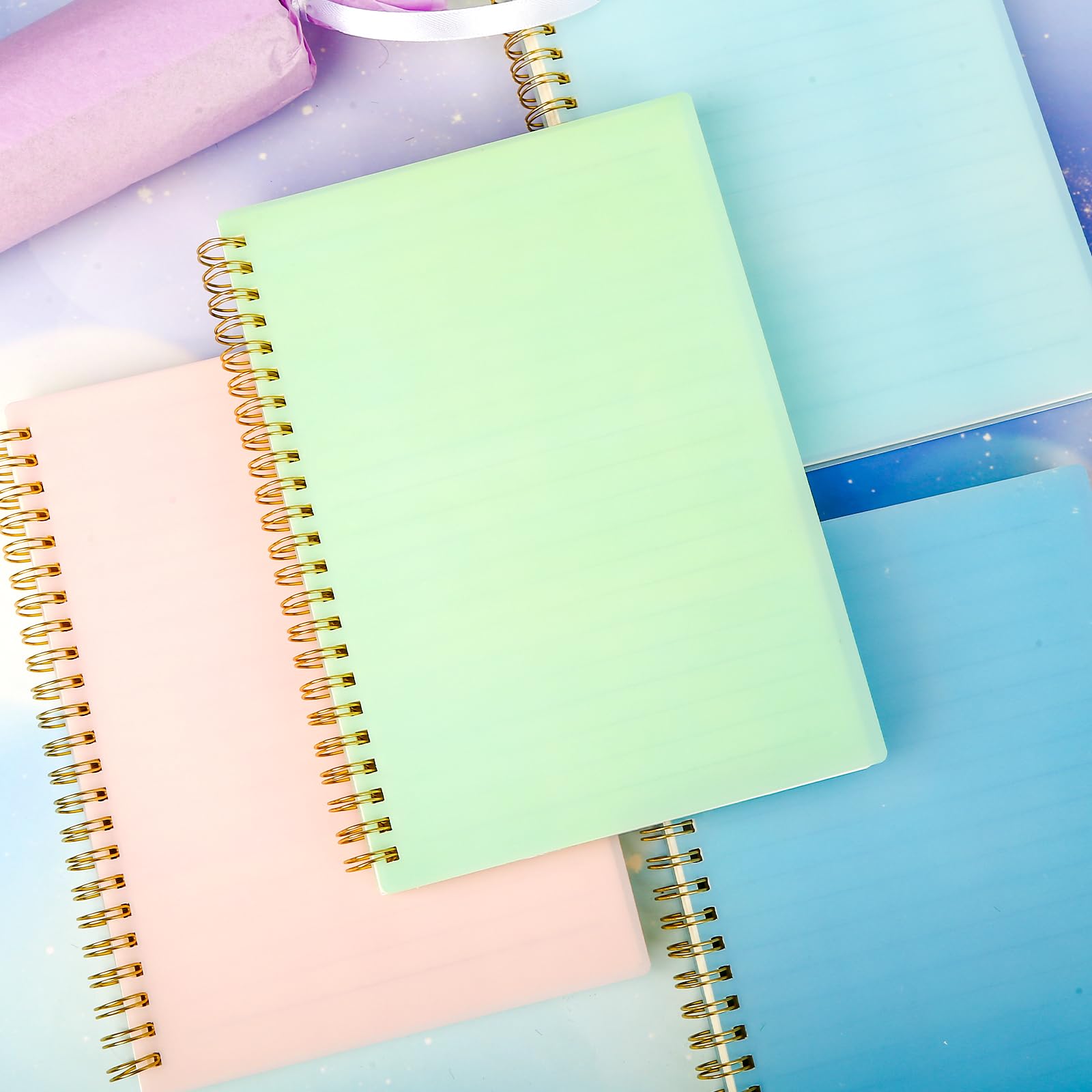 HIBOX 4PCS Spiral Notebooks A5, Morandi Hard Cover Notebooks 80 Sheets/160 Pages College Ruled Notebook for School Office Home Gifts