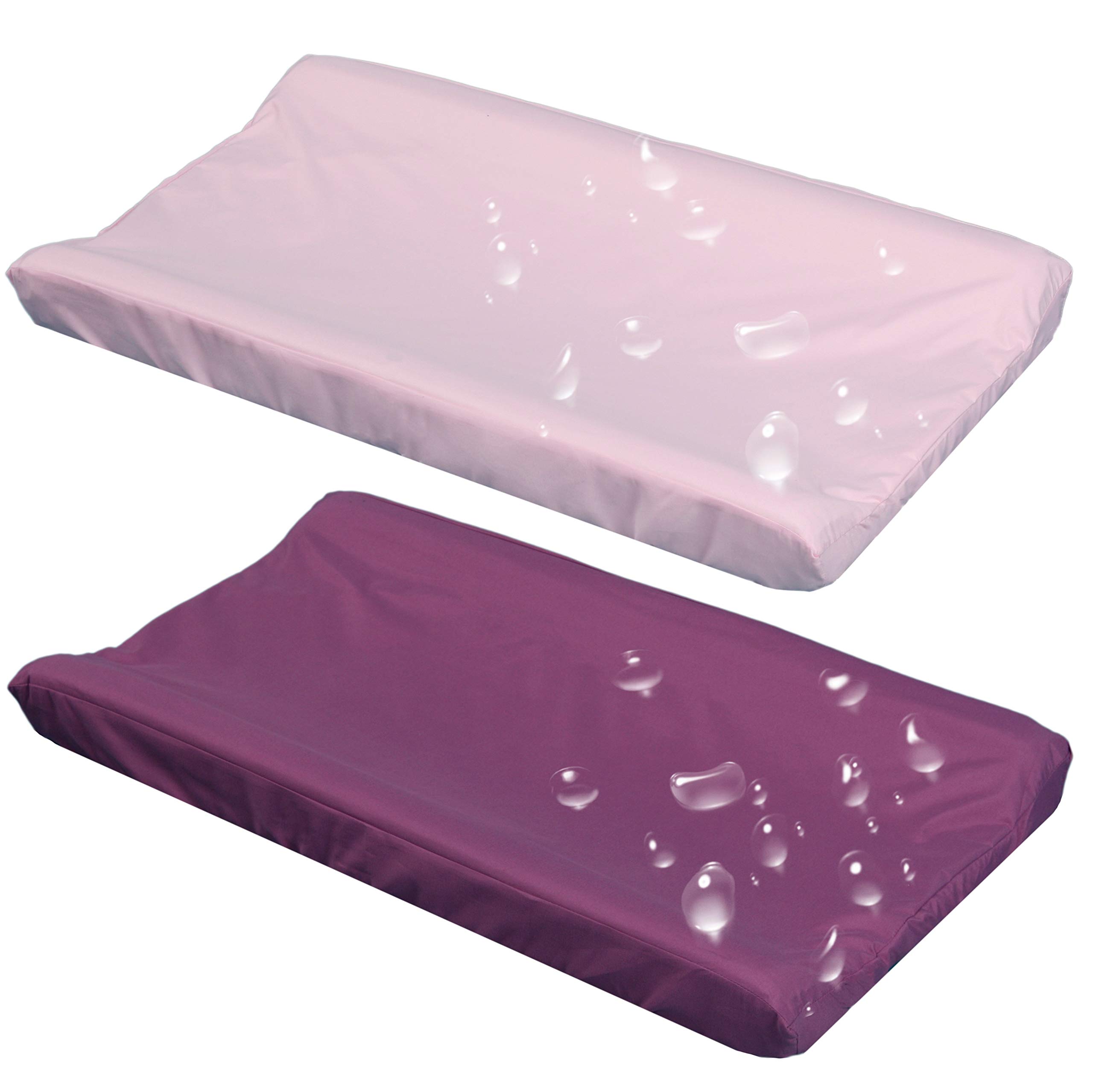 Photo 1 of Belsden 2 Pack Waterproof Changing Pad Cover, Soft Microfiber Diaper Change Table Sheets for Baby Girls, Fit 32" x 16" Changing Pad, Machine Washable Durable, Pink & Purple