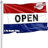 Nuibers Open Flag for Businesses Sign 3x5 FT Sturdy for Outside, Heavy Duty 3Ply Polyester Business Open Flags Outdoor, Double Sided Long Lasting Open Sign Flag Brass Grommets