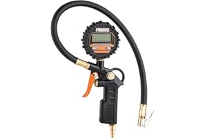 Freeman FATDTI Digital Tire Inflator Presure Gauge 150 PSI, Heavy Duty Rubber Hose and Quick Connect Brass Coupler with LED D