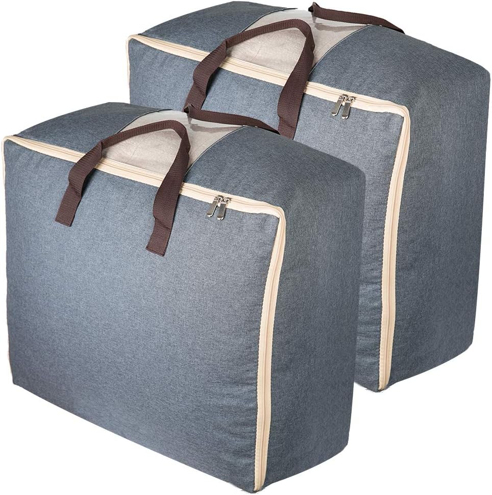 Qozary 84L Underbed Storage Bags, 3 Pack Duvet Storage Bag with Zips, Large Storage Bags for Clothes, Bedding, Quilt, Blankets, Moving, Made of Better, Comfortable and No-Smell Fabric (105L)