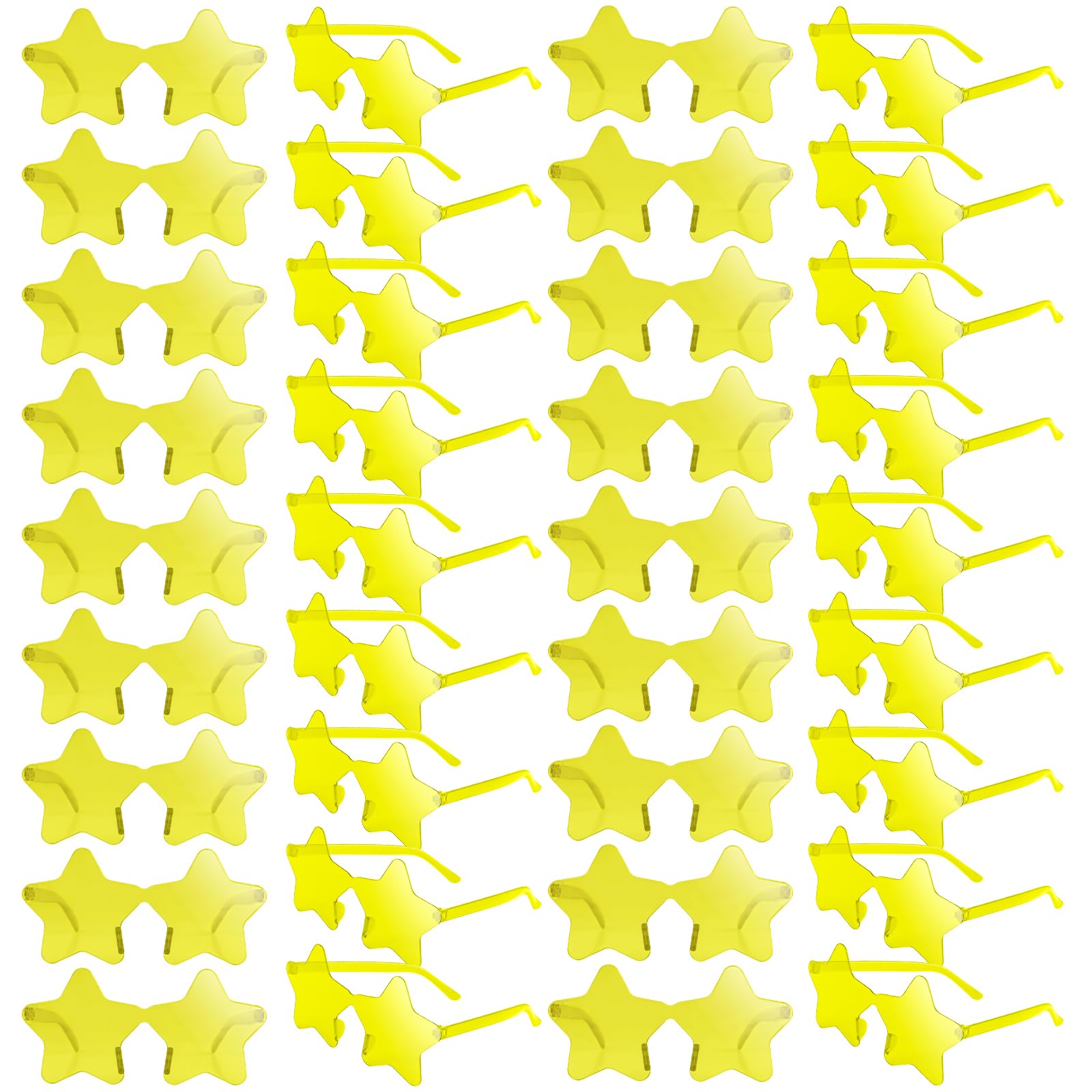 NACHLYNN Rimless Star Shaped Sunglasses Pentagram Glasses Transparent Sunglasses Valentine Day Party Favor (36, Yellow)