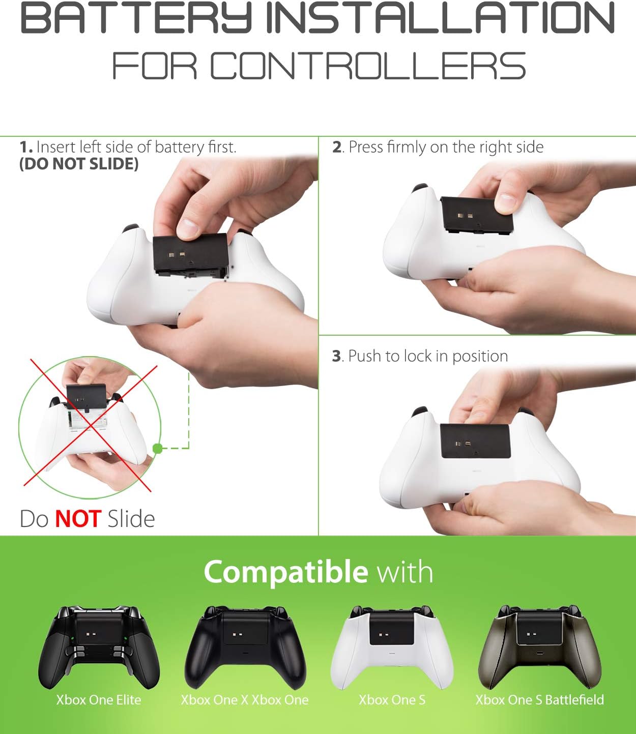 Fosmon Dual Controller Charger Compatible with Xbox One/One X/One S Elite Controllers, (Two Slot) High Speed Docking Charging Station Kit with 2 Rechargeable Battery Packs - Black: Electronics