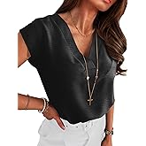 ANRABESS Women Tops Cap Sleeve Dressy Casual V Neck Shirts 2026 Summer Business Work Blouses Outfits Trendy Spring Clothing