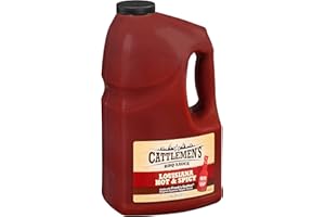 Cattlemen's Louisiana Hot & Spicy BBQ Sauce, 1 gal - One Gallon Container of Spicy Barbeque Sauce Made with Ripe Tomatoes, Best on Shrimp, Chicken Tacos, Meatballs and More