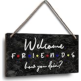 Retro TV Show Inspired Welcome Sign Handmade Birch Wood Plaque for Front Porch & Entryway Friendship Theme Wall Art, Unique Housewarming Gift for Fans & Friends Indoor Outdoor Plaques