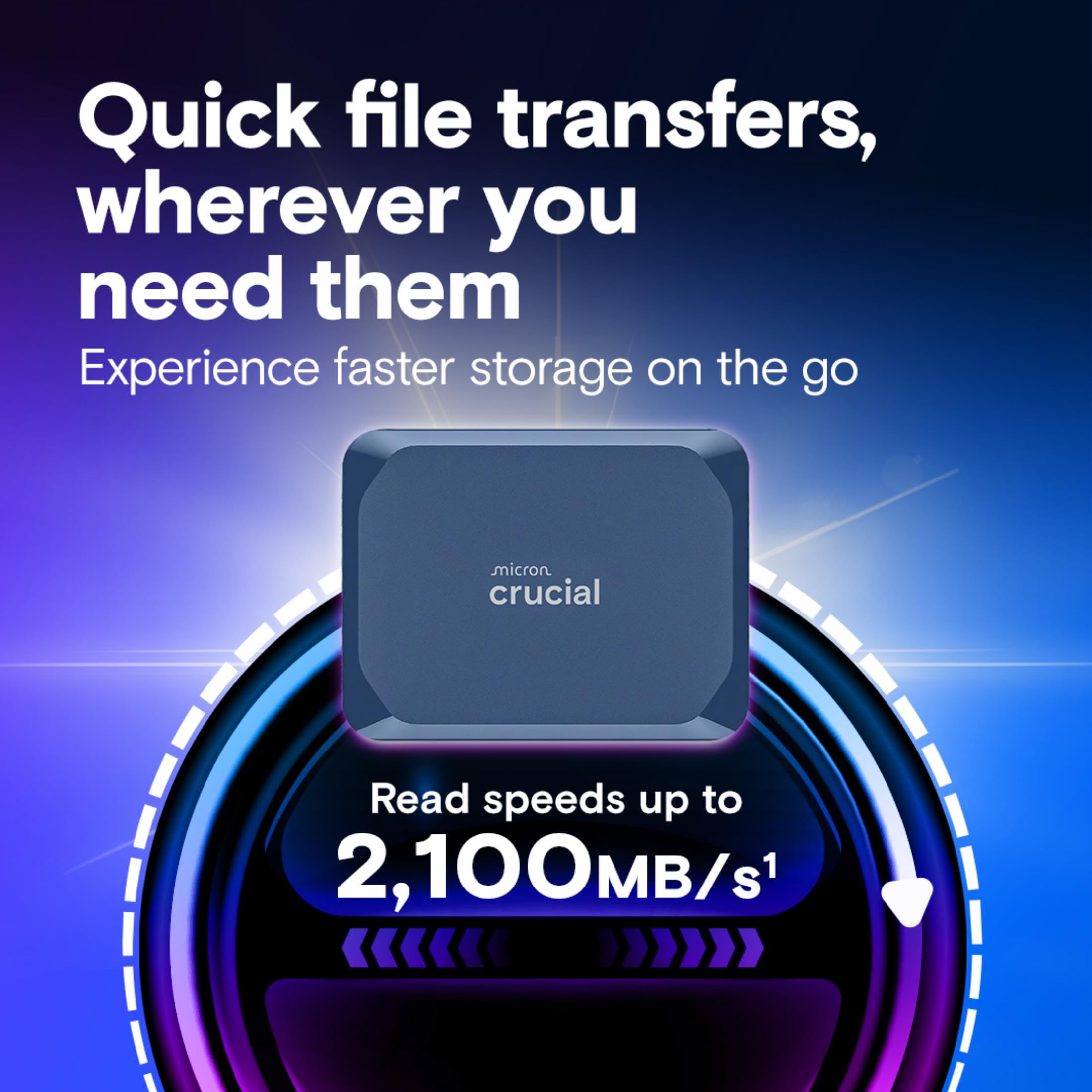 Crucial X10 4TB Portable SSD, Up to 2,100MB/s, USB 3.2 USB-C, External Solid State Drive, Compatible with Windows, Mac & Android, Durable Storage for Games, Photos & Files, Blue - CT4000X10SSD9-02