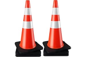 STRLON Traffic Cones 28 inch 6 Pack Heavy Duty Safety Cones Orange with Reflective Collars Fit Parking Lot,Driveway Road Traffic Control Construction Cones