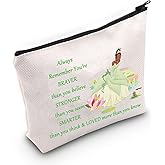 WZMPA Princess Cosmetic Makeup Bag Princess Fans Gift You Are Braver Stronger Smarter Than You Think Princess Makeup Zipper Pouch Bag For Women Girls (Always Tiana)