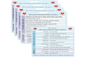 POP RESIN 5 Pack Heart Reference Card Heart CPR Code Blue EMT/RN/MD Cards for Medical - 2.9 x 4.1 Inch ACLS Survival Card Blue Advanced Cardiac Life Support for Medical Professionals Card