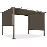Goleray 10' x 16' Universal Pergola Shade Cover with Grommets Weighted Rods, Sun Shade Cloth Outdoor Canopy Replacement Cover, Patio Awning for Porch, Backyard, Gazebo, Garden, Brown