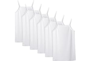 Poroka 6 Pack Girls Tank Top Solid Sleeveless Undershirts Cami Scoop Neck Undershirts Soft Dance Tank Tops for Toddler