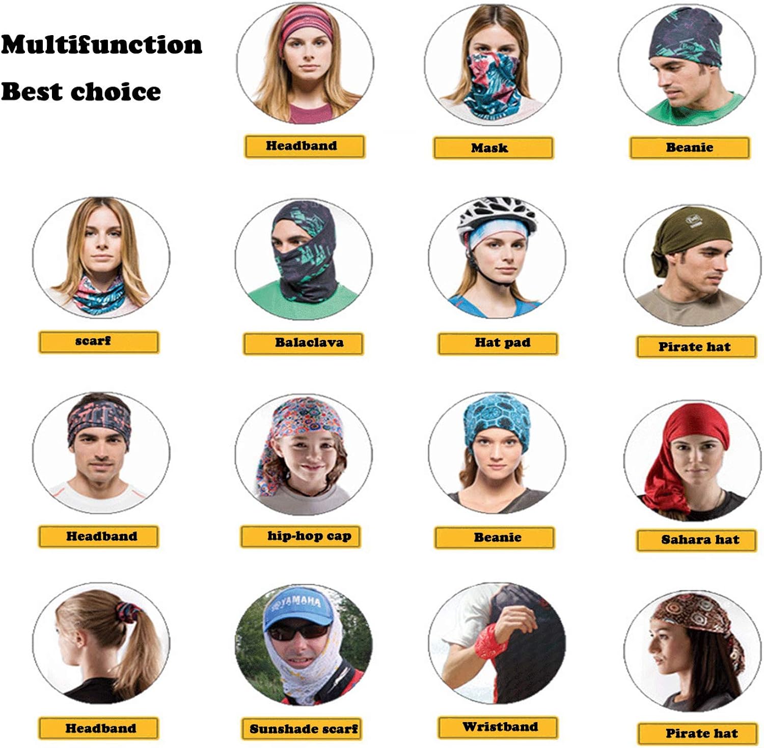 6 Pcs Bandana Face Mask Neck Gaiter, Scarf Headbands Balaclava Headwear Tube Windproof Seamless Face Cover: Clothing