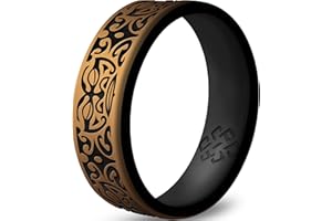 Knot Theory Warrior Courage, Strength, Serenity, Wisdom Silicone Ring for Men Women - Dual Layer Engraving - Breathable Comfort Fit 6mm Rubber Wedding Band