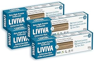 LIVIVA Low Carb High Protein KETO Pasta – 135 g Protein per Box with Pea Protein & Konjac Flour - 8g Net Carbs, Diabetic-Frie