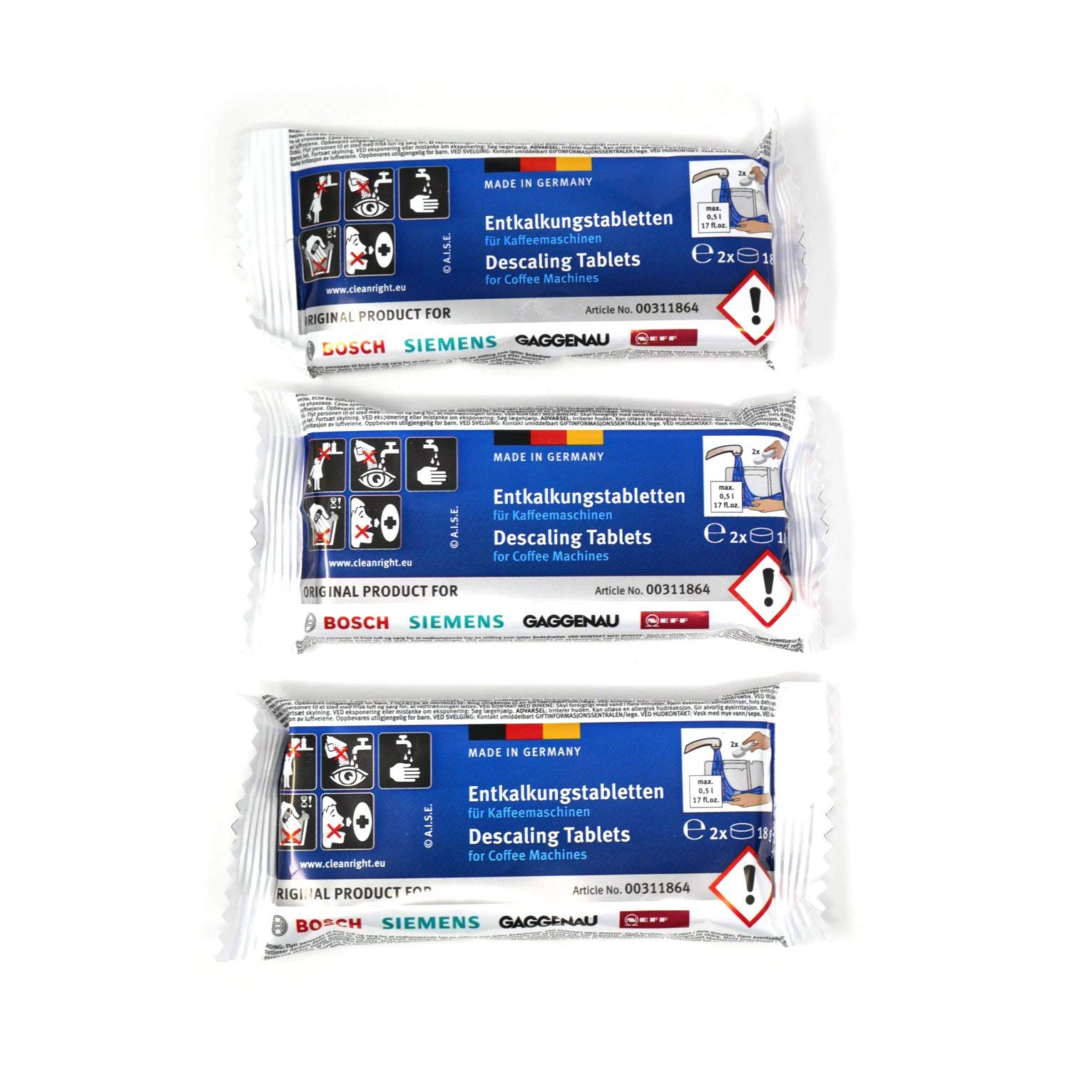 Bosch Original Tassimo Descaling Tablets (1 Box of 6 Tablets) c/w