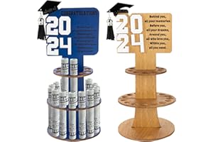 TINSKY 2Pcs Graduation Gift Money Holder 2024, Personalized Graduation Money Cake Double Layer Cash Holders with 25 Holes Money Organizer for Cash Graduation Class Party Decoration Supplies