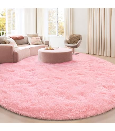 Amazon.com: FJZFING Pink Round Rug Ultra-Soft Plush Modern 7x7